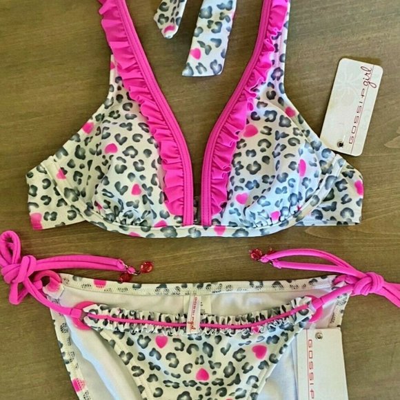 Gossip Girl Other - GOSSIP GIRL 'Sweet Heart' PINK,WHITE & GRAY BIKINI